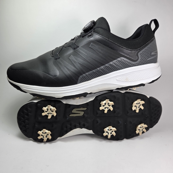 Skechers Torque Twist Black/White Waterproof Golf Spike Shoe Dial Fit M 11